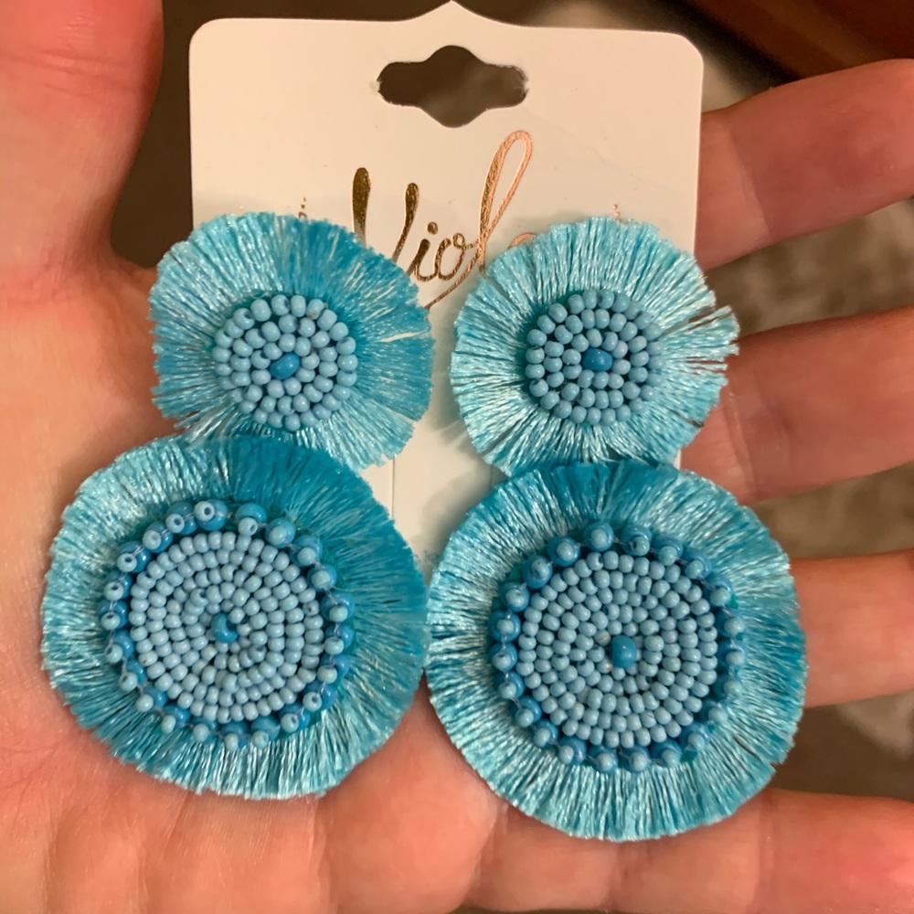 Blue statement earrings